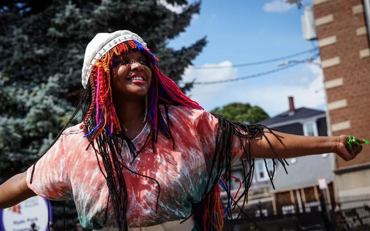 woman dancing at festival